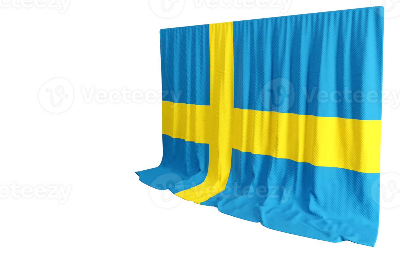 Sweden Flag Curtain in 3D Rendering called Flag of Sweden png