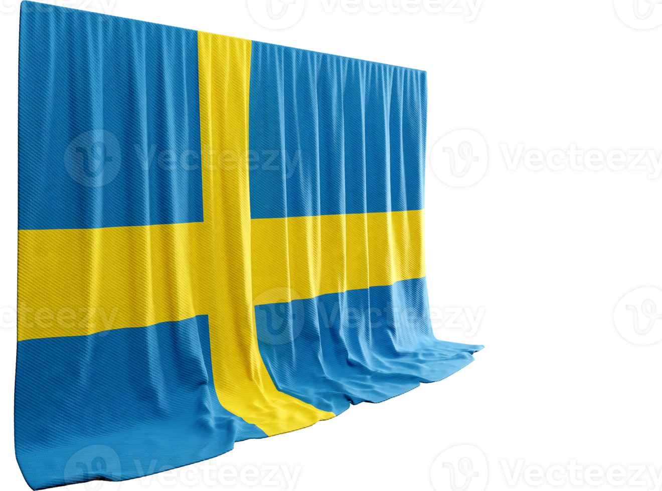 Sweden Flag Curtain in 3D Rendering called Flag of Sweden png