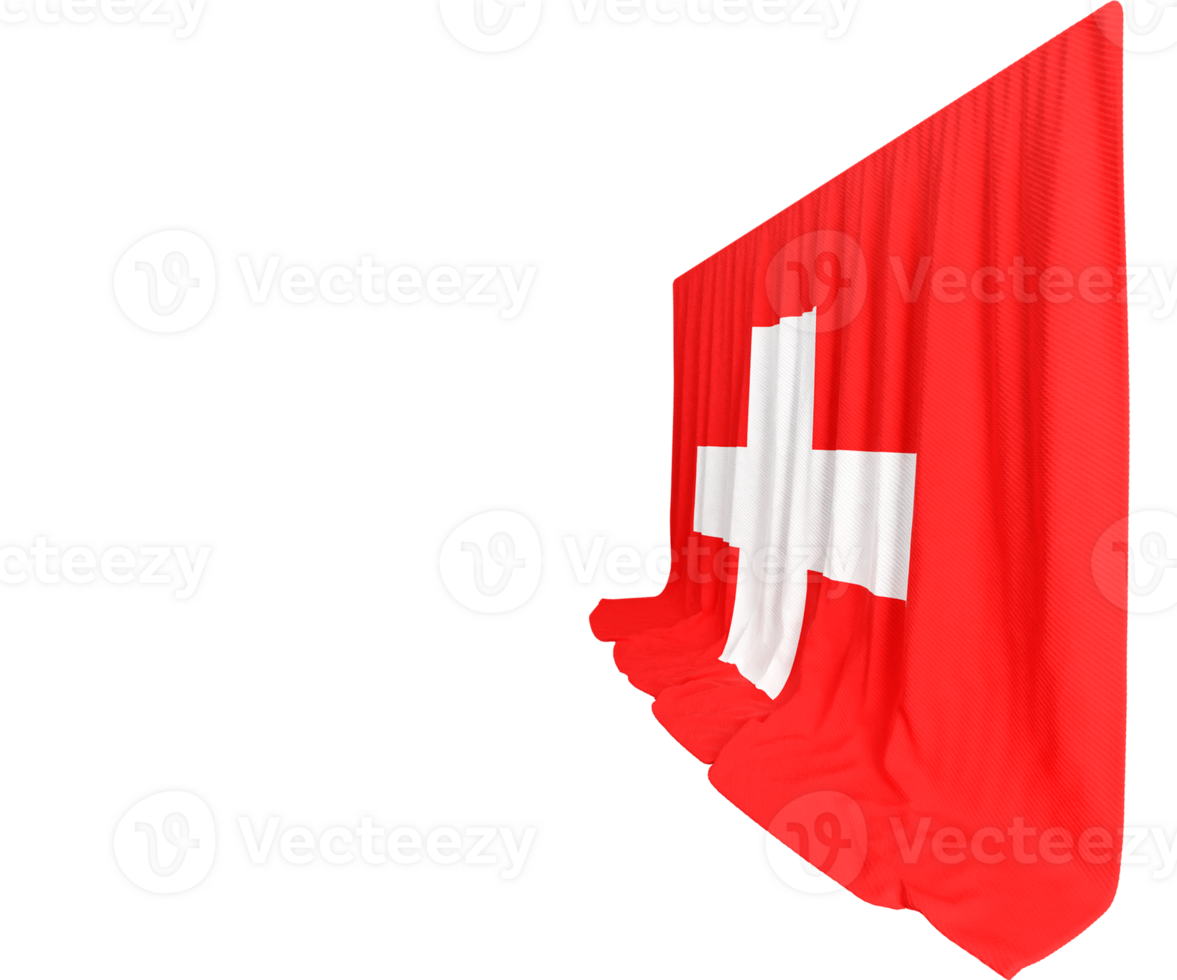 Switzerland Flag Curtain in 3D Rendering called Flag of Switzerland png