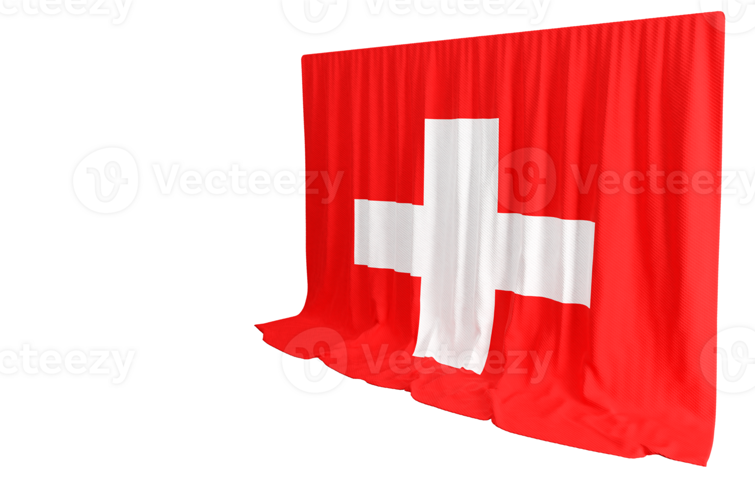 Switzerland Flag Curtain in 3D Rendering called Flag of Switzerland png