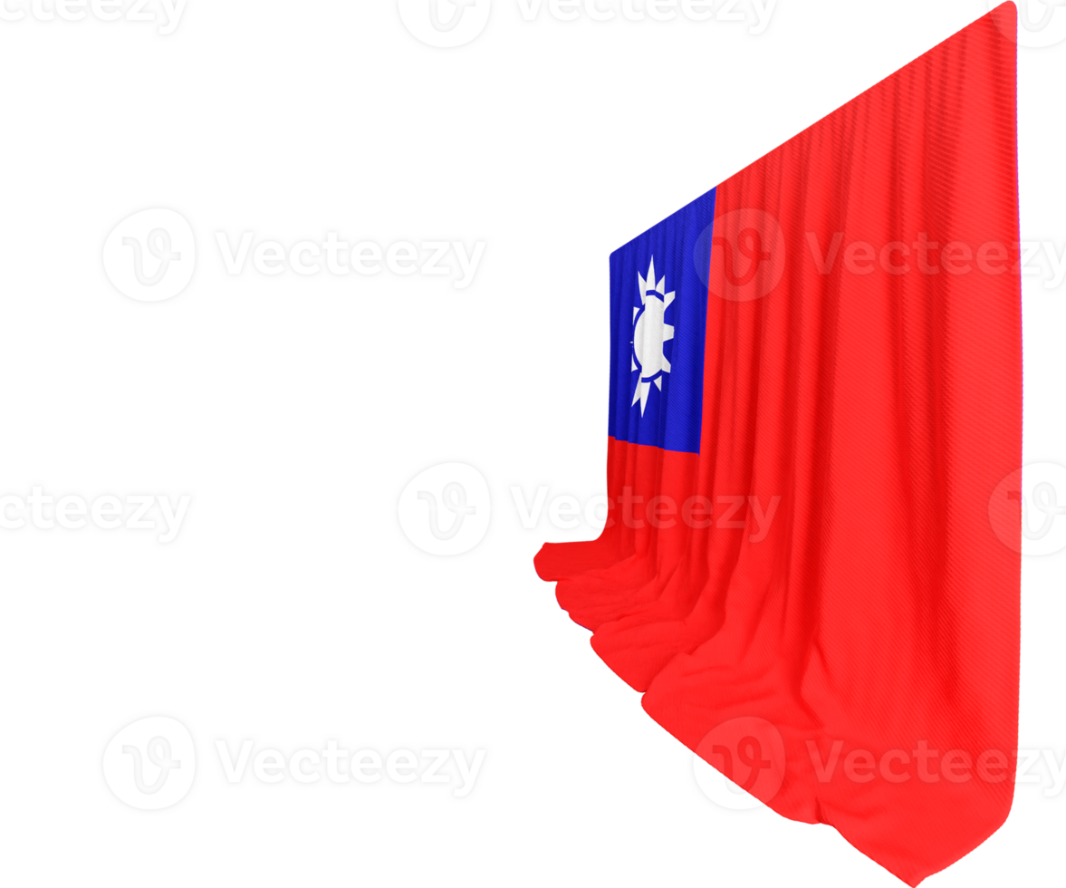Taiwan Flag Curtain in 3D Rendering called Flag of Taiwan png