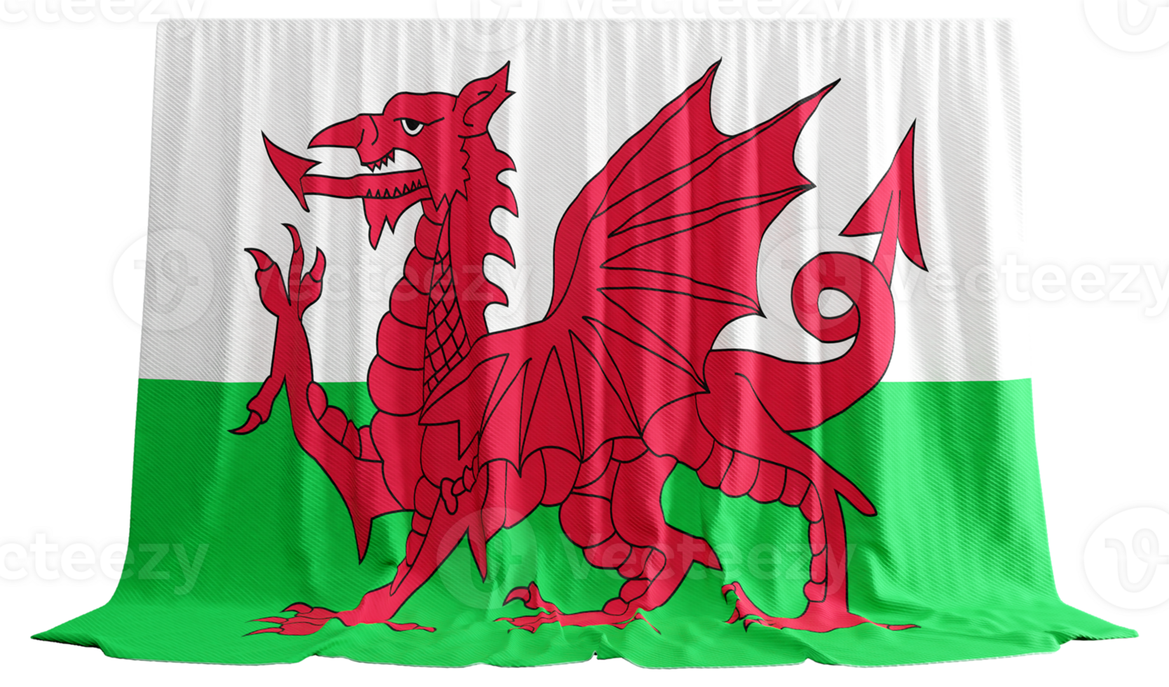 Wales Flag Curtain in 3D Rendering called Flag of Wales png
