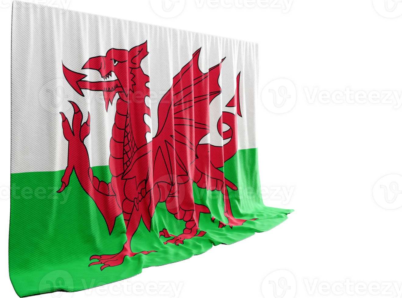 Wales Flag Curtain in 3D Rendering called Flag of Wales png