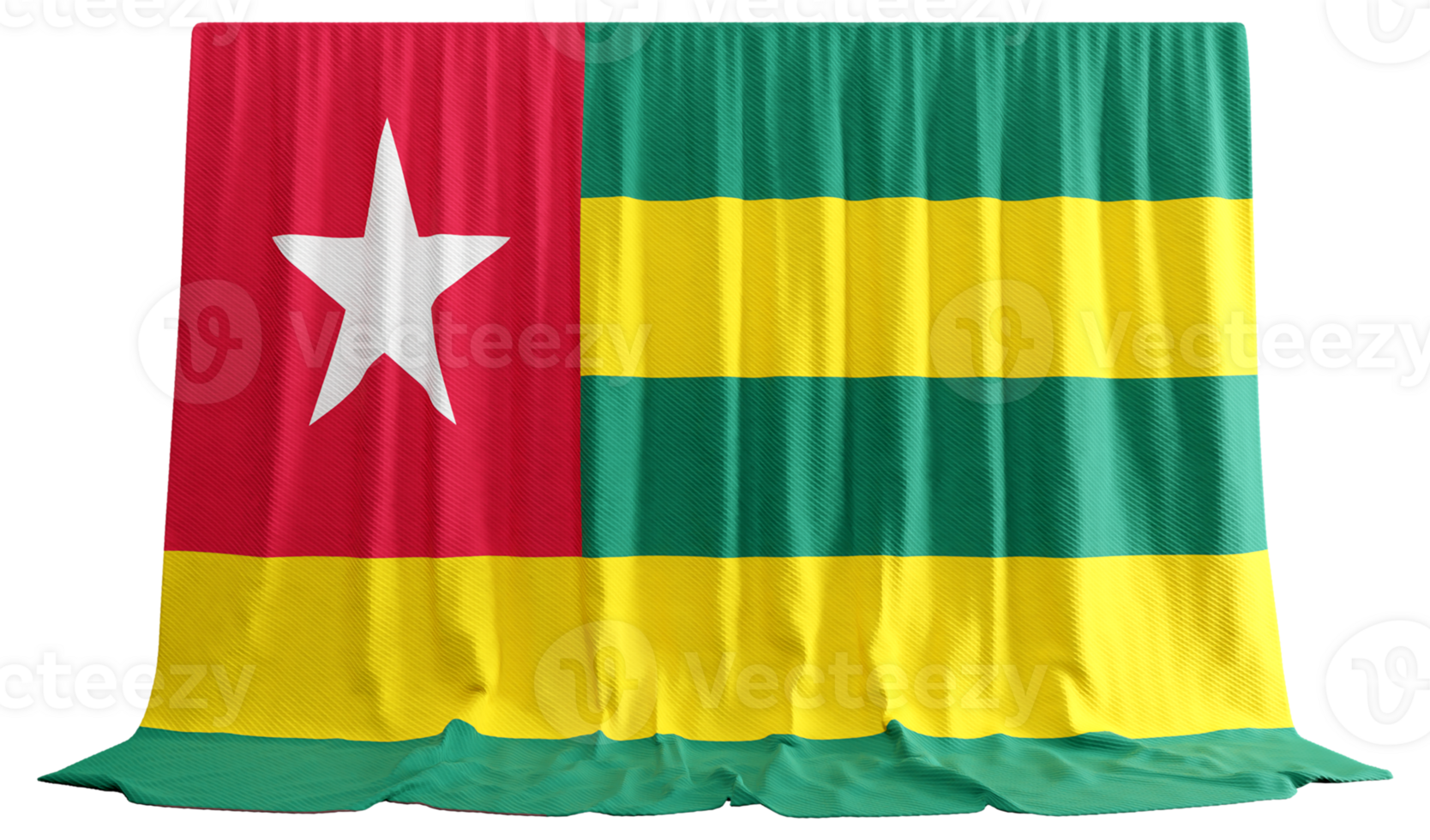 Togo Flag Curtain in 3D Rendering called Flag of Togo png
