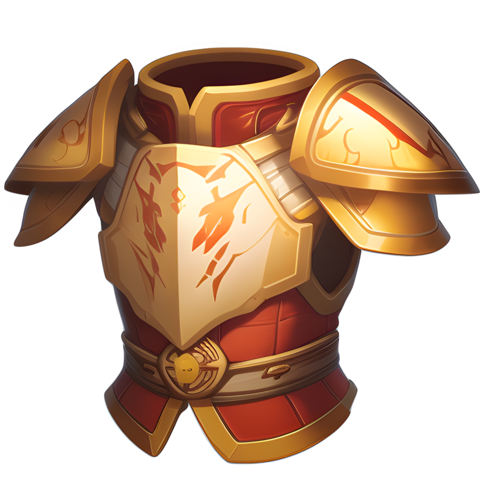 Golden red game armor ai generated png