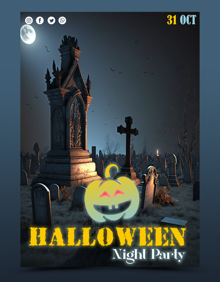 Happy Halloween party poster psd template design