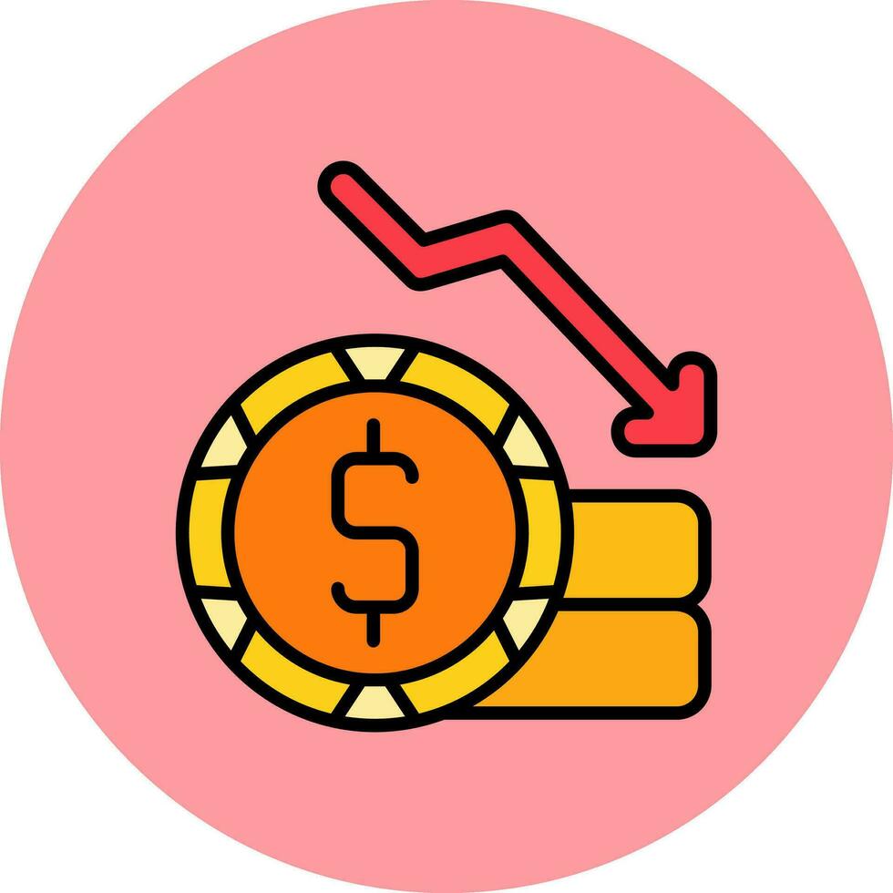 icono de vector de pérdida de dinero