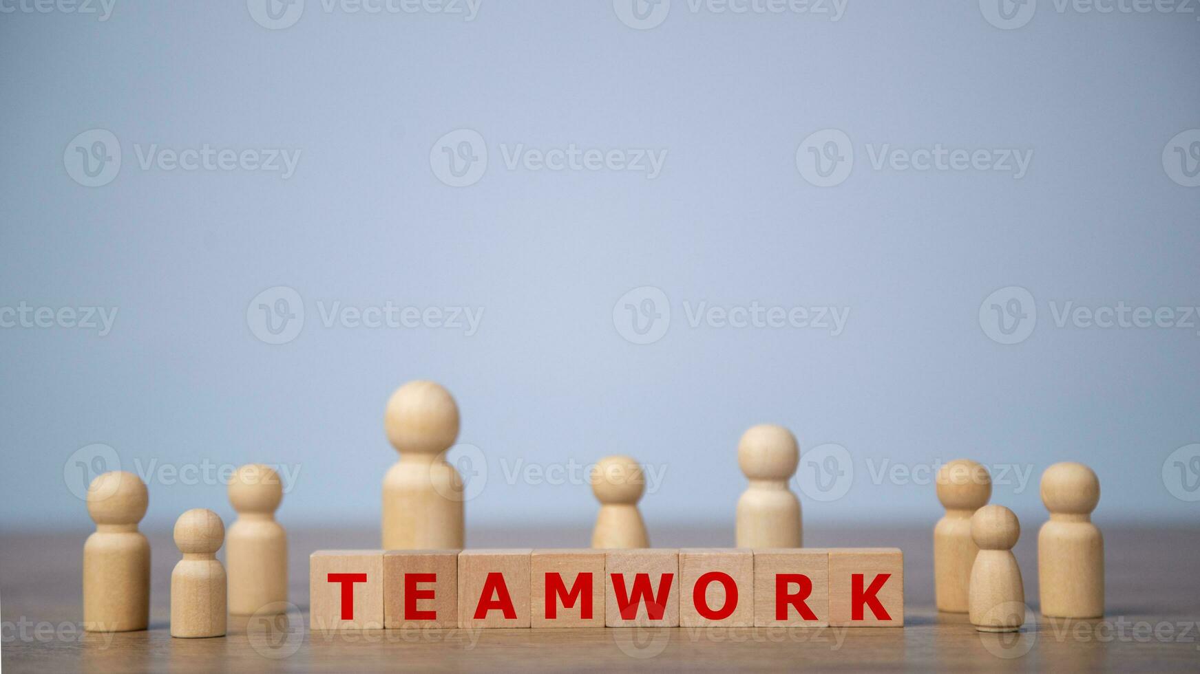 Teamwork concept. Wooden blocks with word Teamwork. Business teamwork and synergy concept. photo