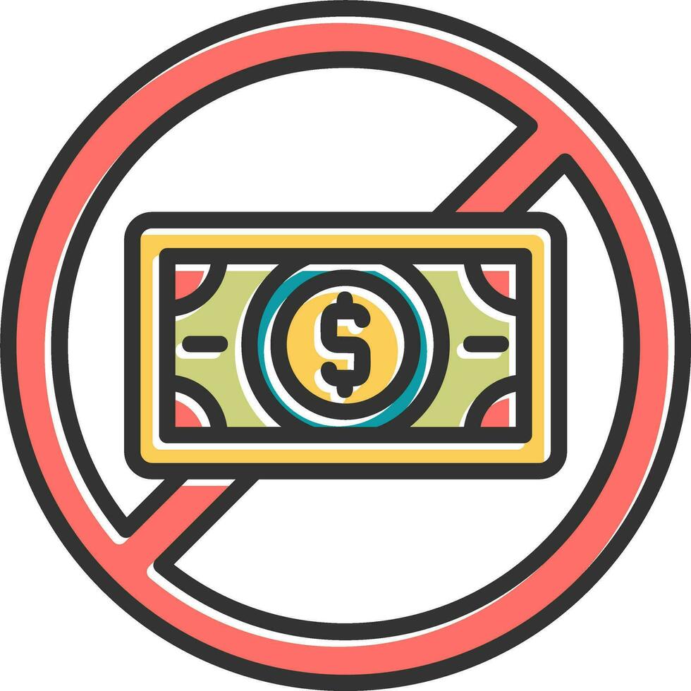 No dinero vector icono