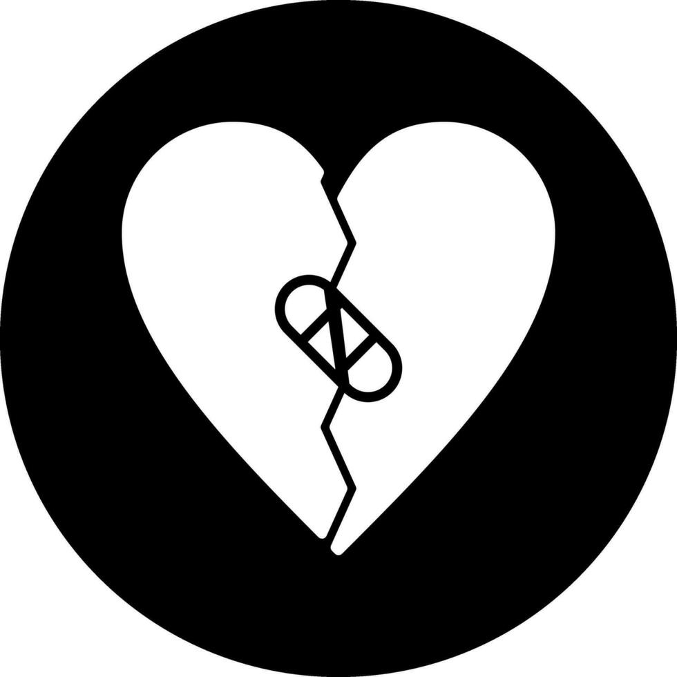 icono de vector de corazón roto