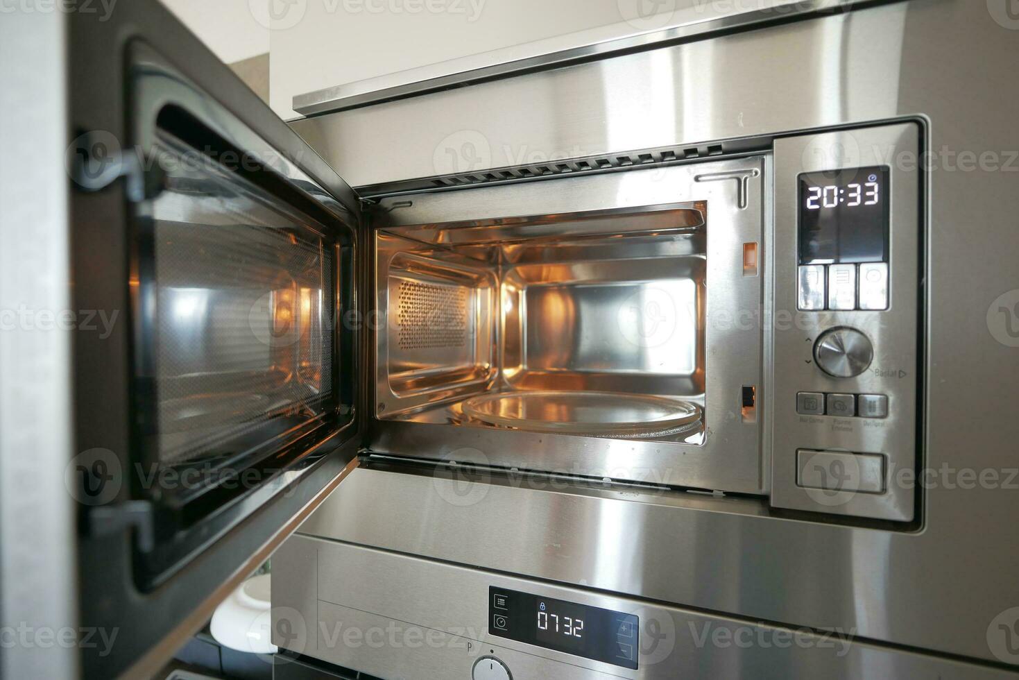 open electric oven at home photo