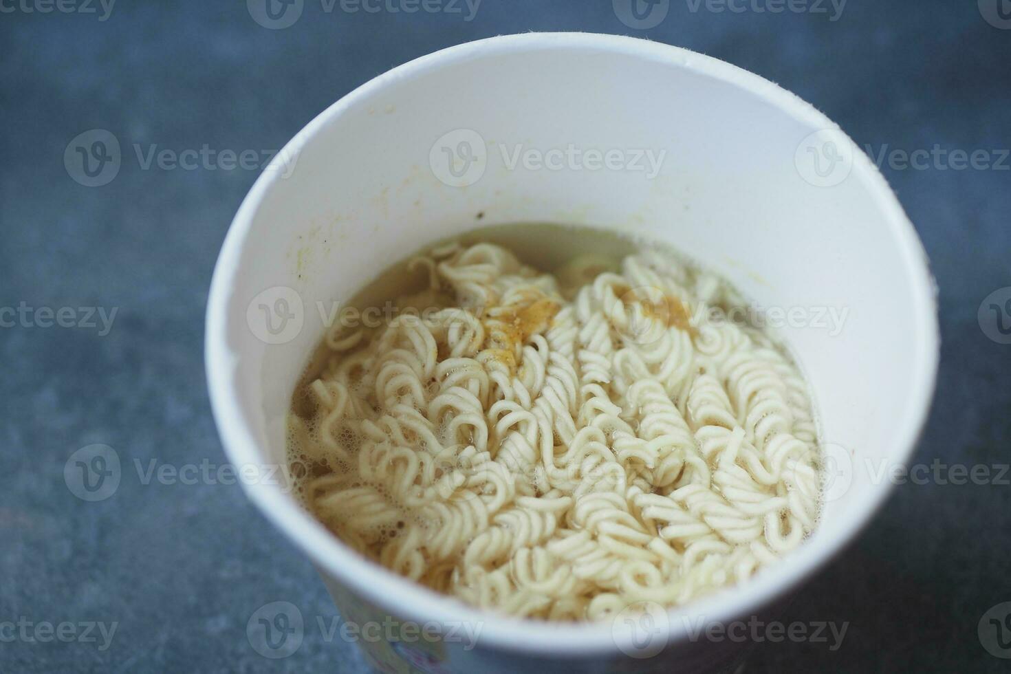 cooking noodles instant top view. photo