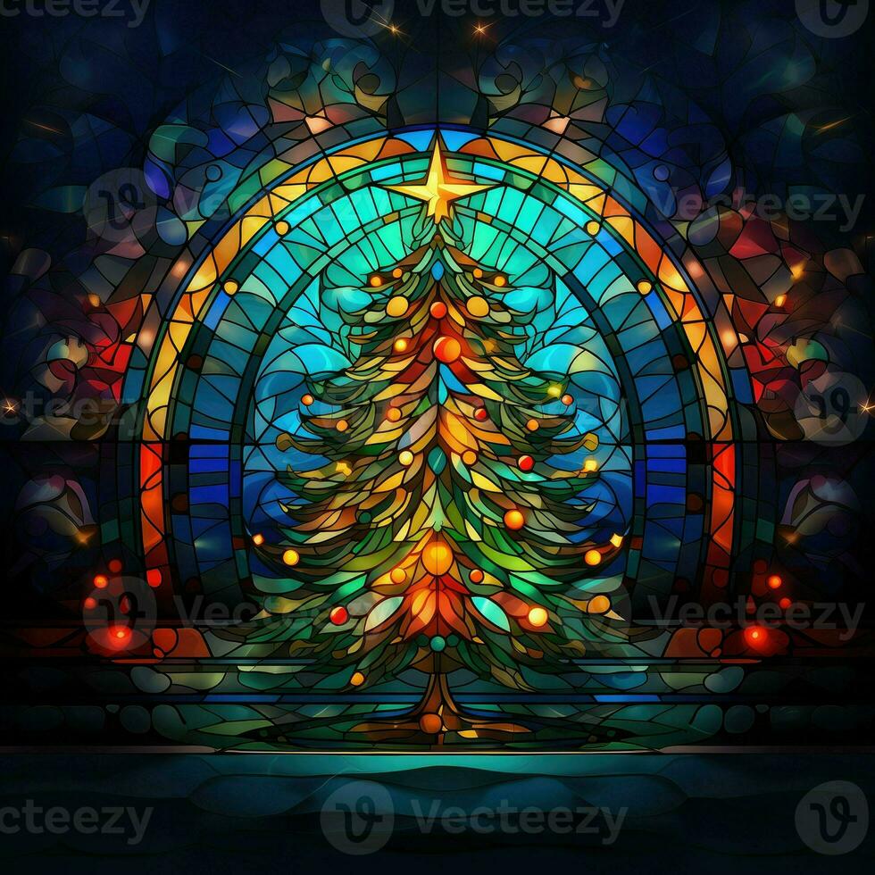 Christmas tree in stained glass style photo