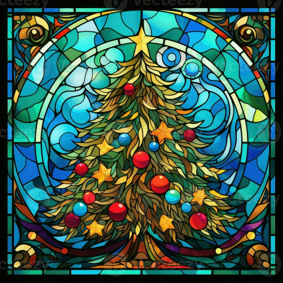 Christmas tree in stained glass style photo