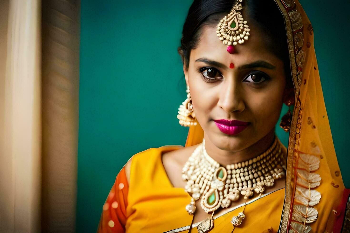 a beautiful indian bride in traditional attire. AI-Generated photo