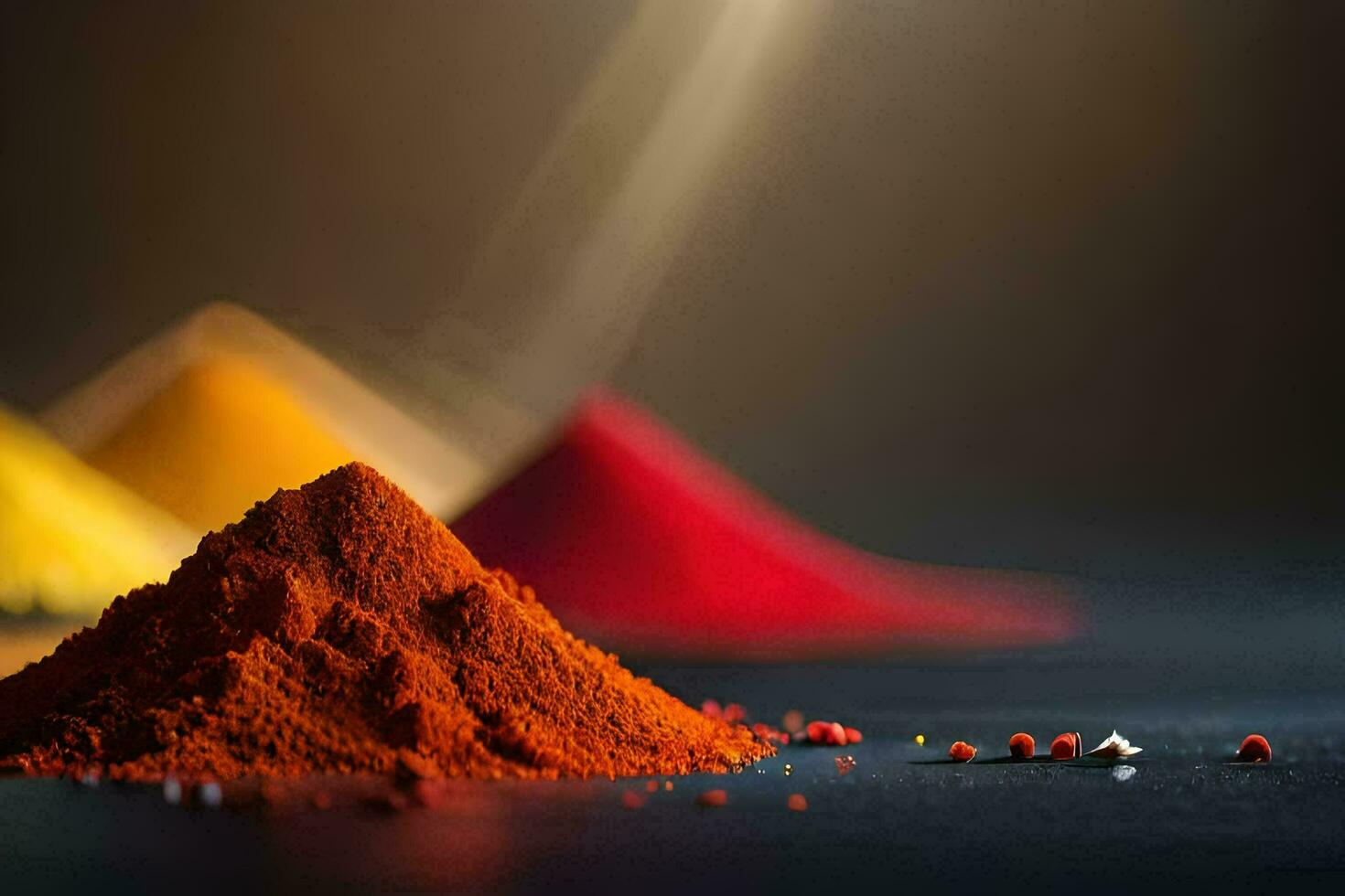 colorful spices on a black background. AI-Generated photo