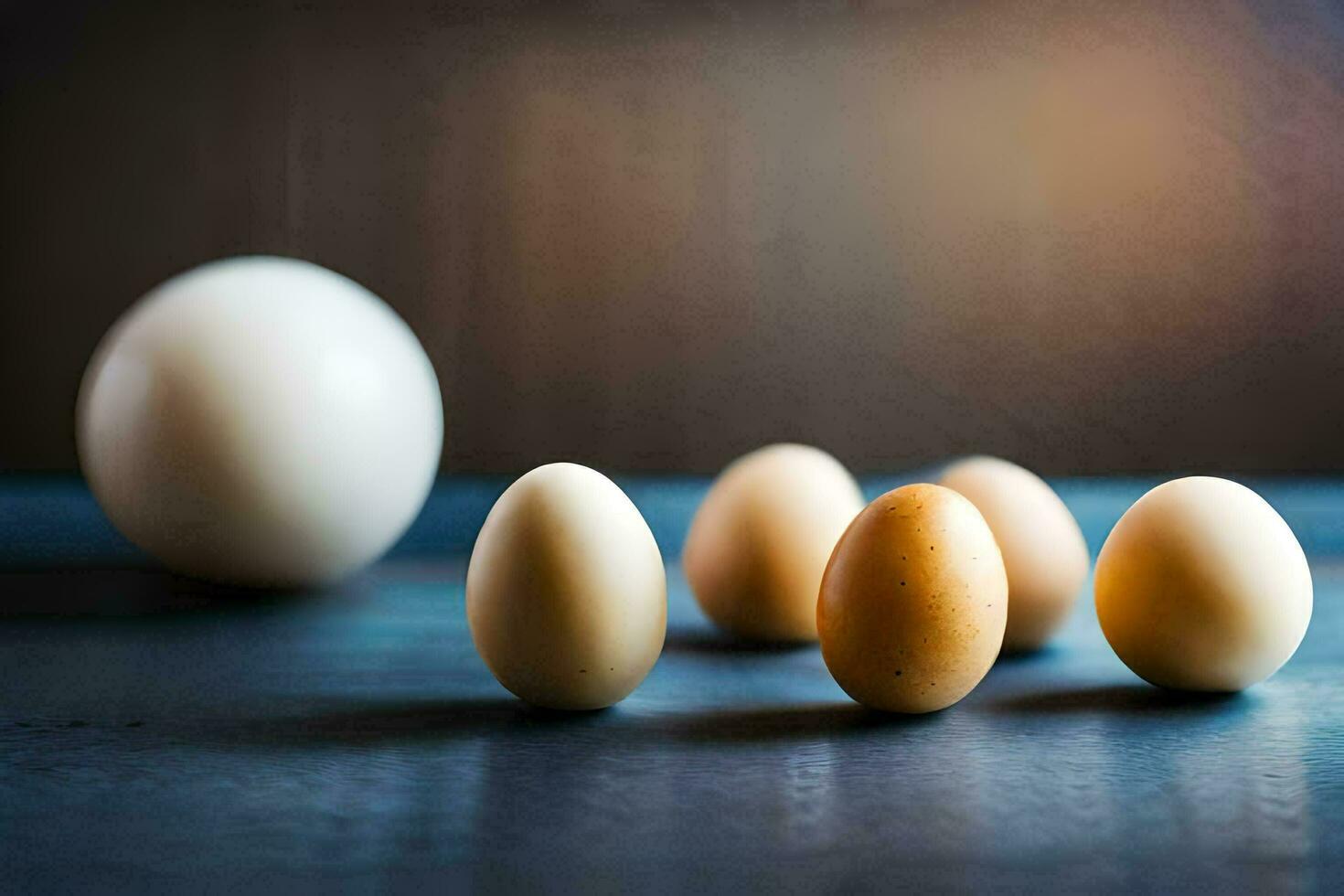a group of eggs on a table. AI-Generated photo