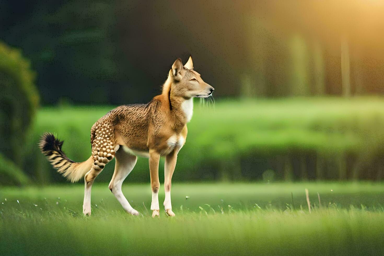 a deer is standing in the grass. AI-Generated photo