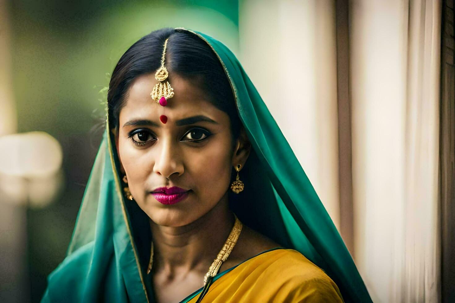 a beautiful indian woman in a sari. AI-Generated photo