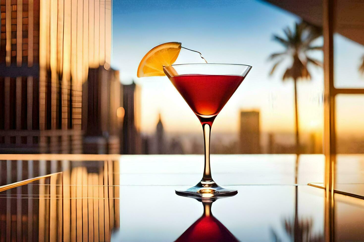 a cocktail with a slice of orange on top of it. AI-Generated photo