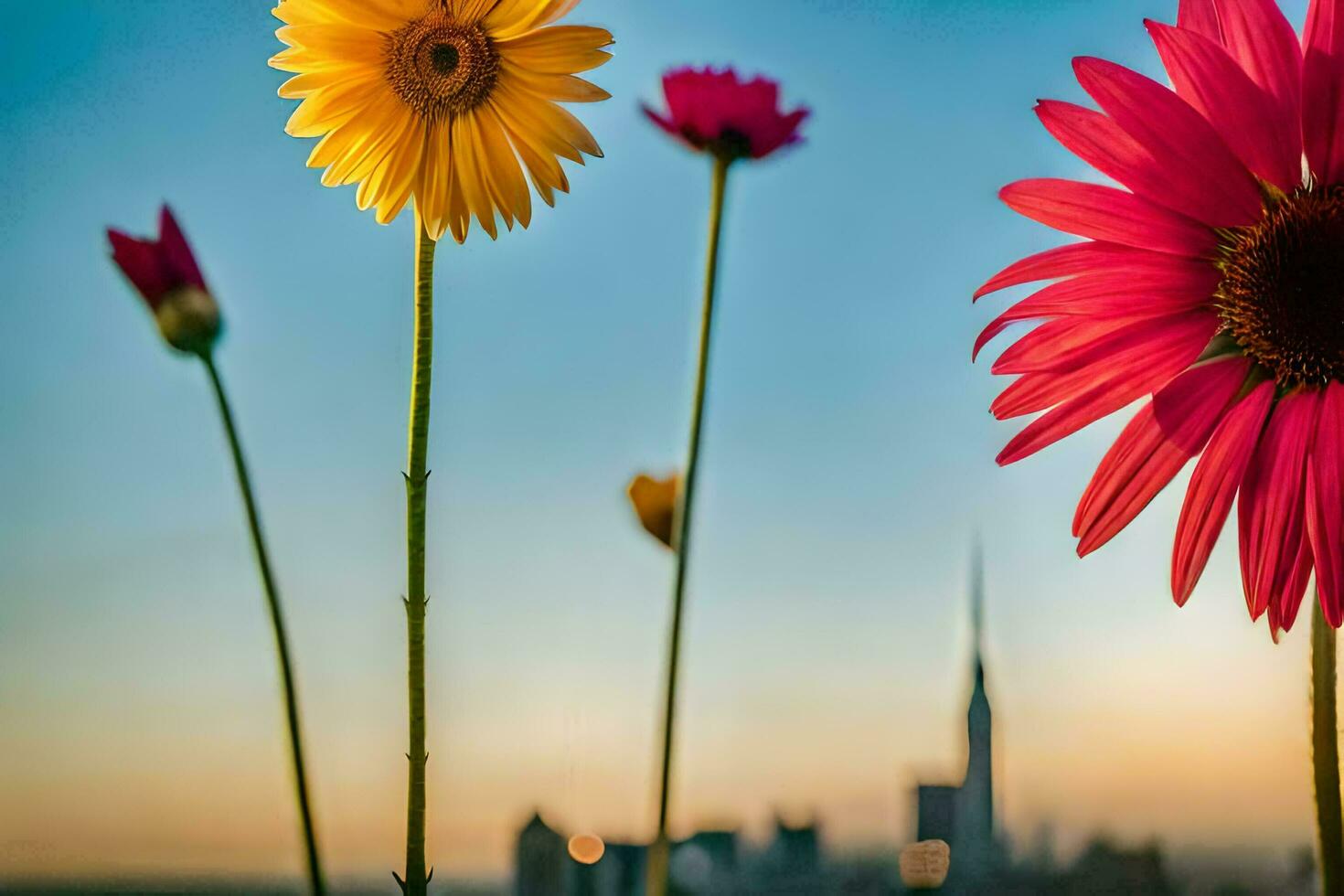 flowers in the city. AI-Generated photo