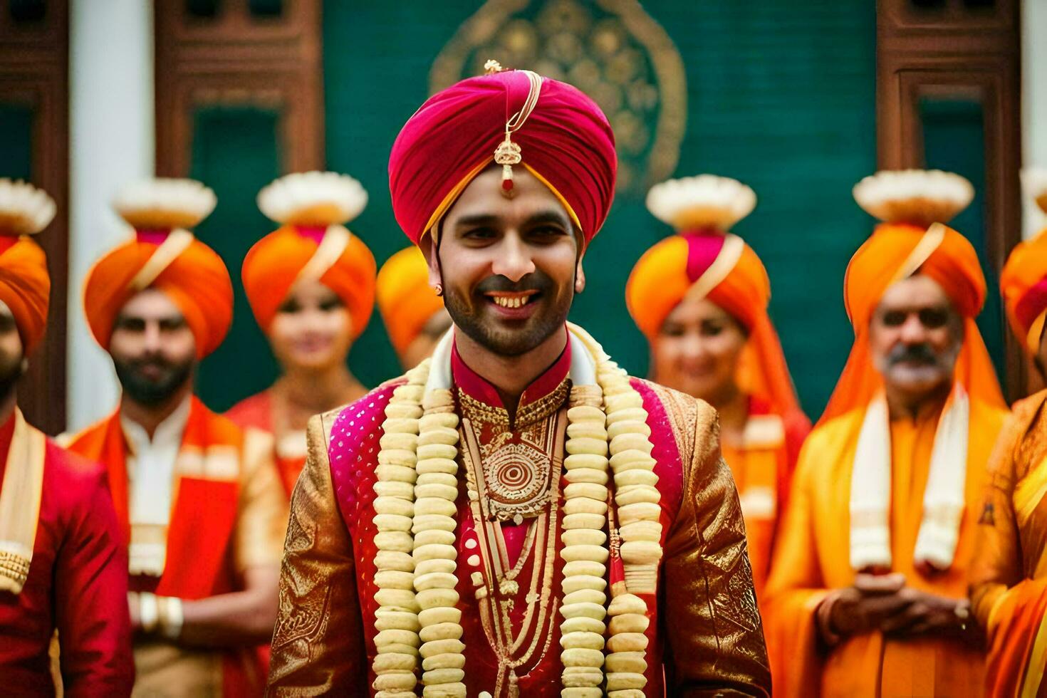 indio Boda en Delhi. generado por ai foto