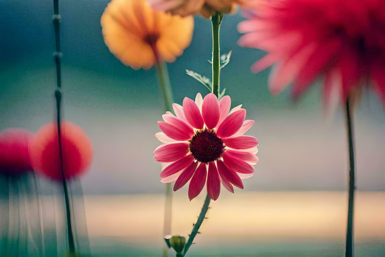 a close up of a flower with a blurred background. AI-Generated photo