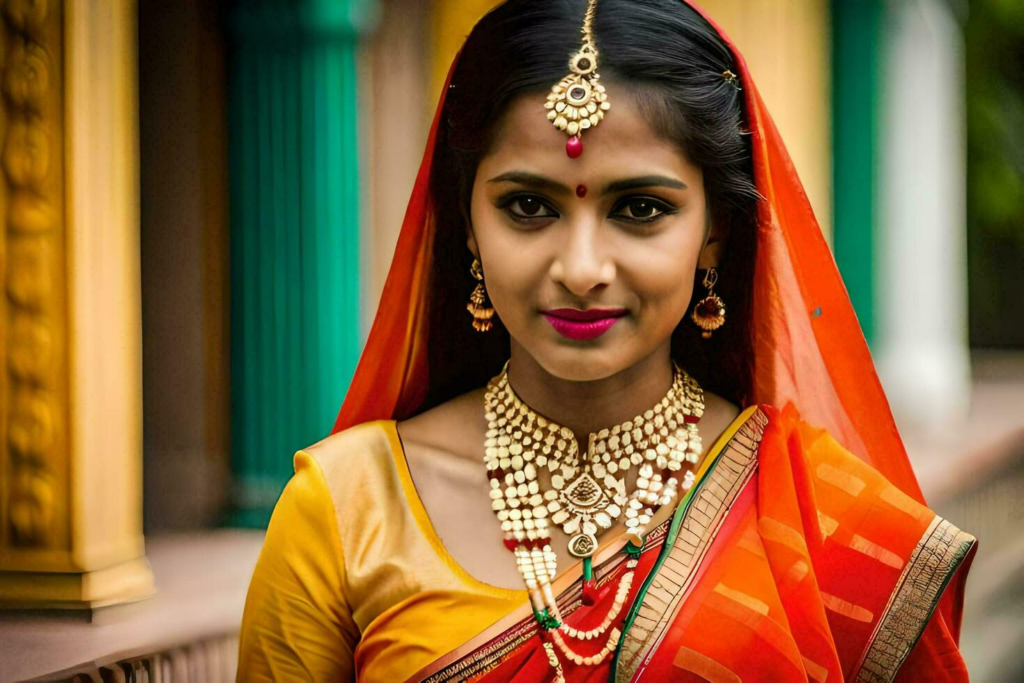 beautiful indian woman in traditional sari. AI-Generated photo