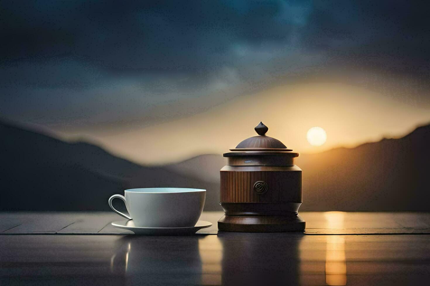 coffee and a cup of tea on the table. AI-Generated photo