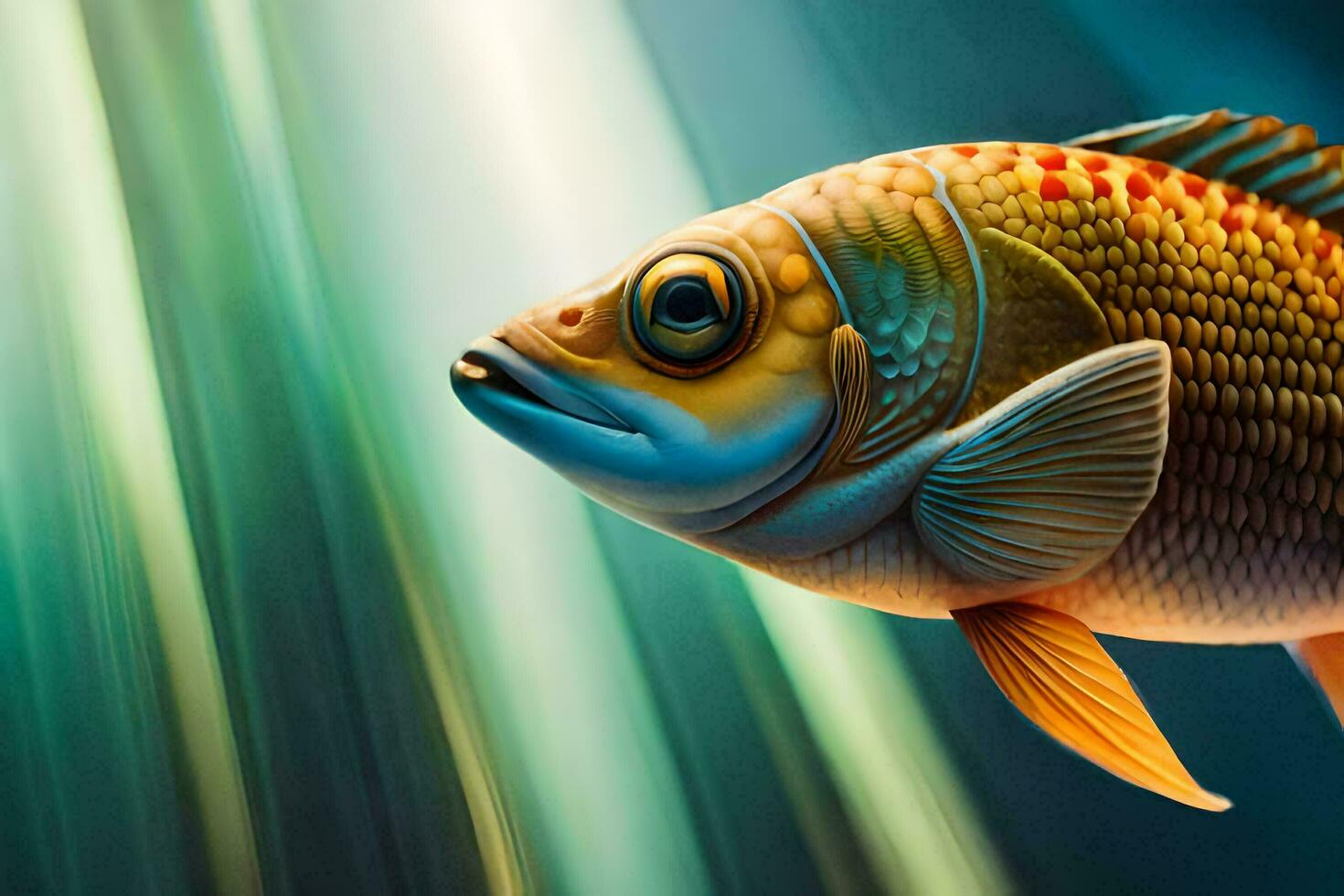 a fish is shown in a bright light. AI-Generated photo