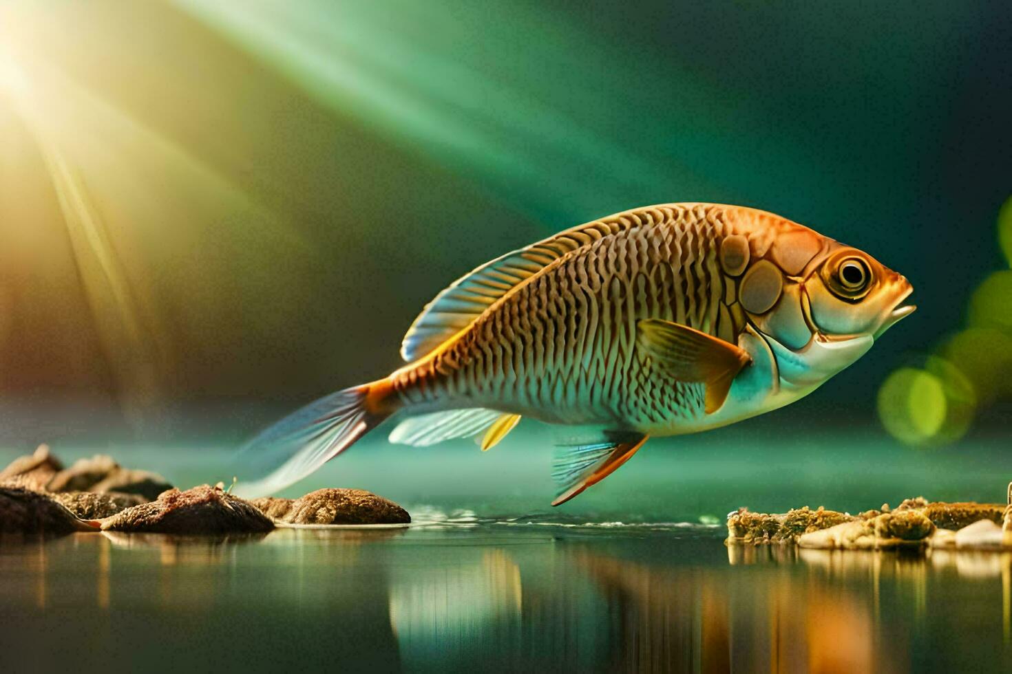 a fish is swimming in the water. AI-Generated photo