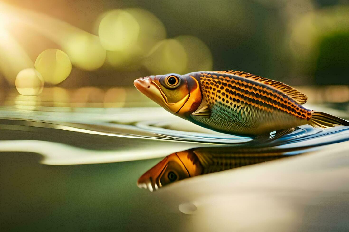 un pescado es flotante en el agua. generado por ai foto