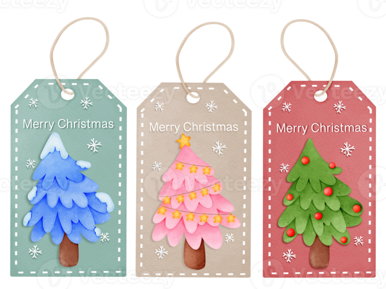 merry christmas tags and cards with hand drawing elements png