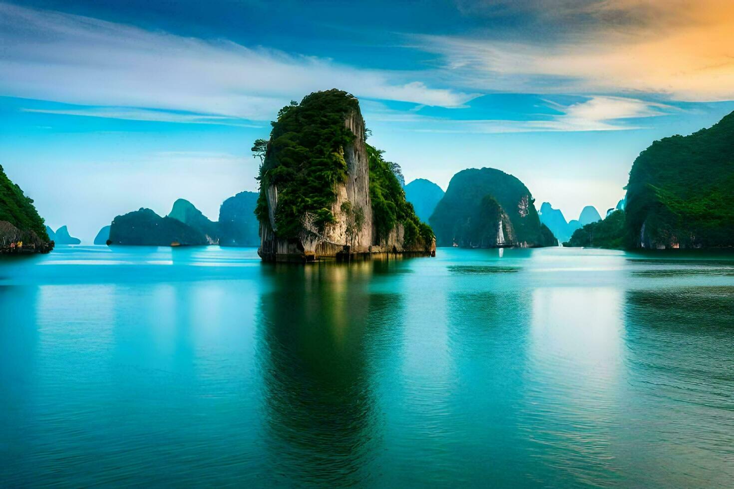 the ha long bay in vietnam. AI-Generated photo