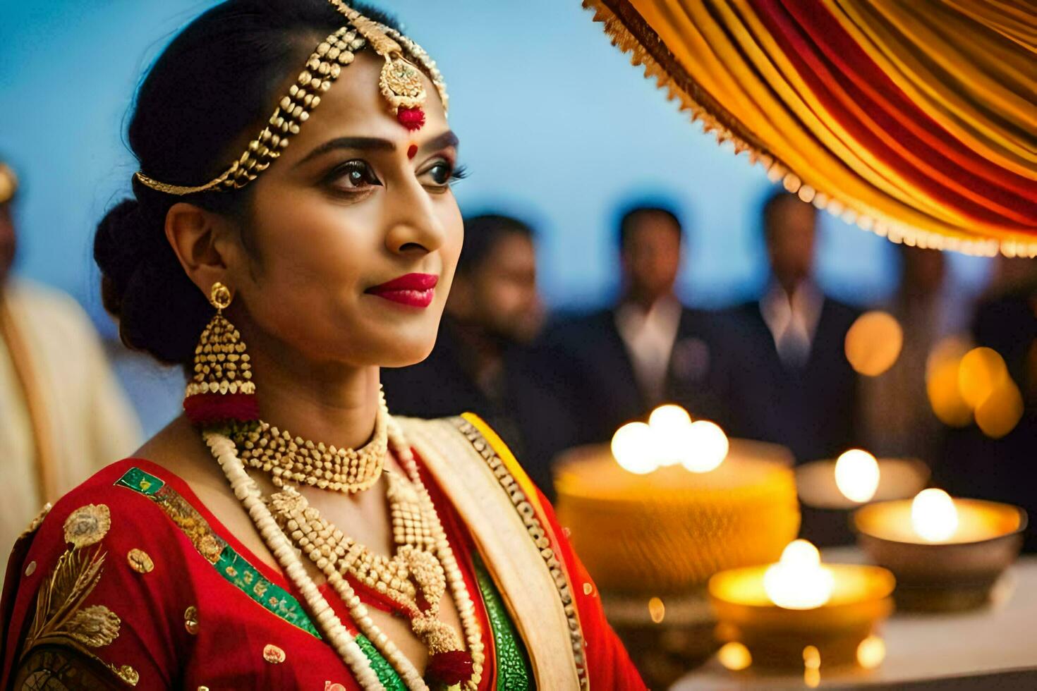 a beautiful indian bride in traditional attire. AI-Generated photo