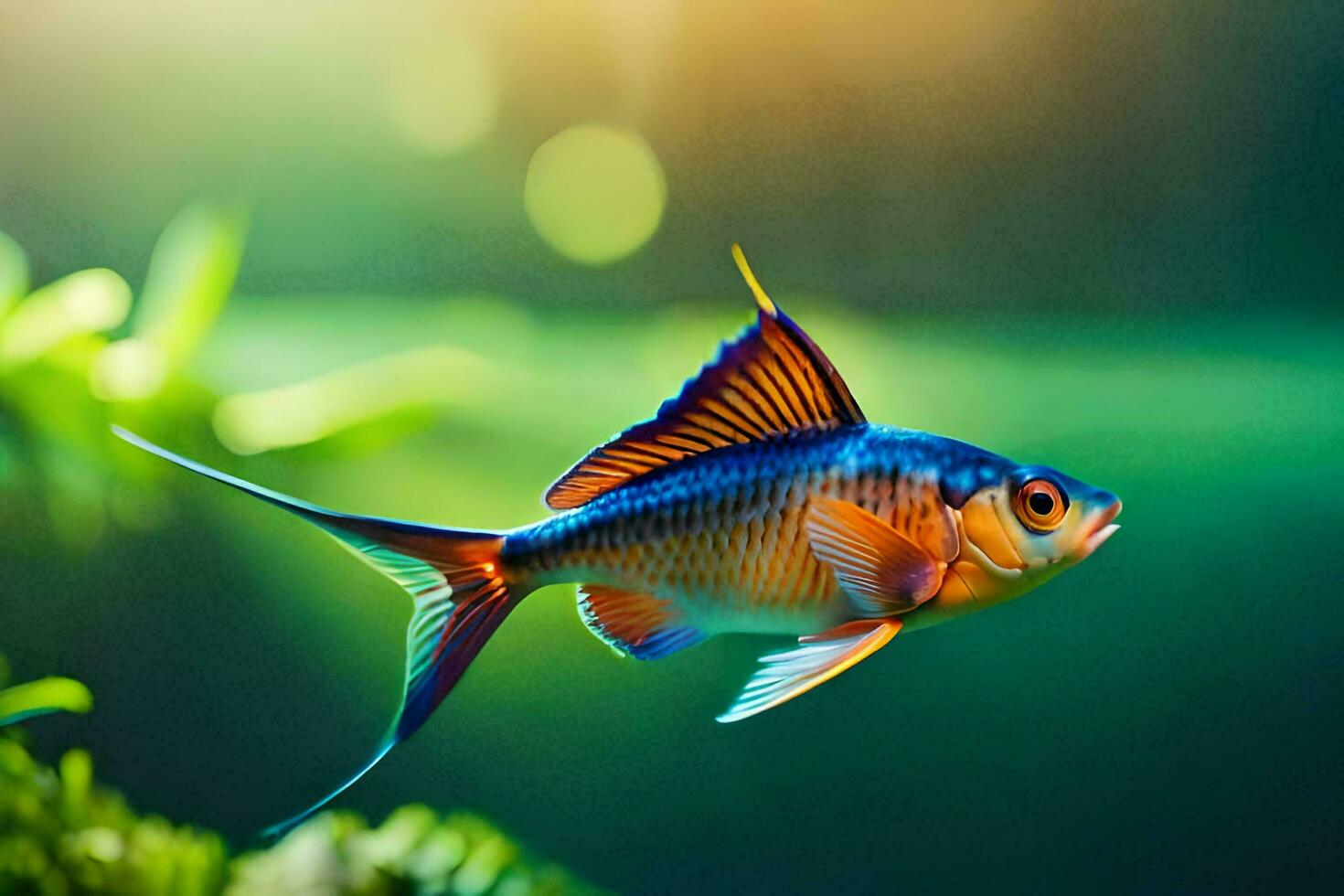 a fish with bright blue and orange fins. AI-Generated photo