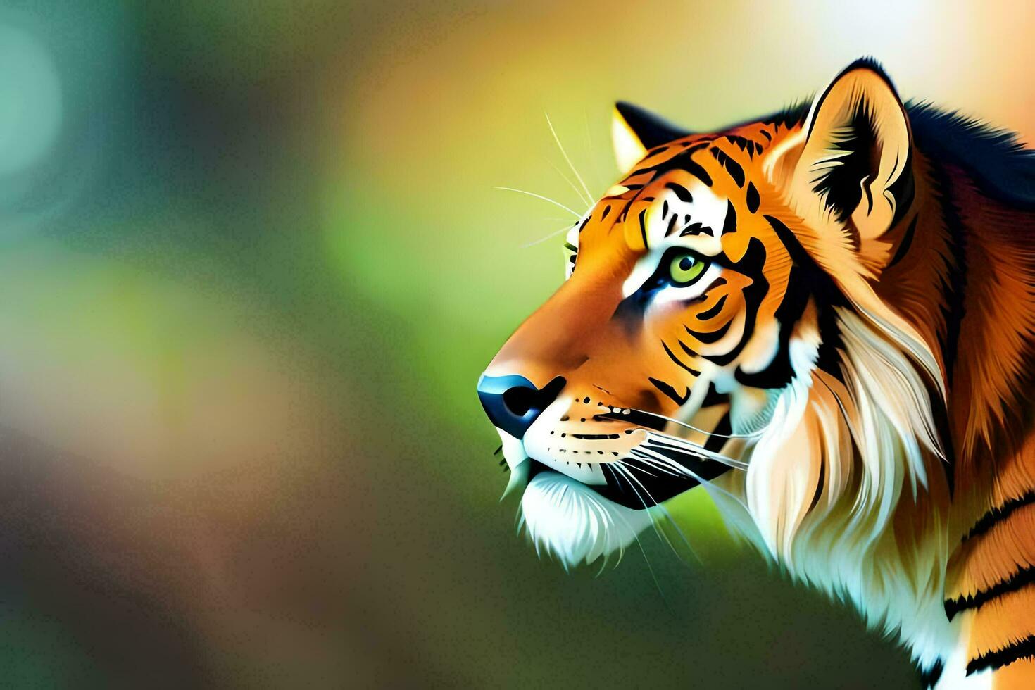 a tiger is looking off to the side. AI-Generated photo