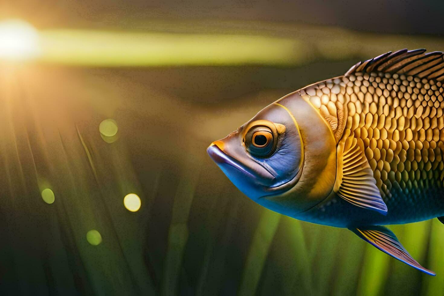 a fish is swimming in the water. AI-Generated photo