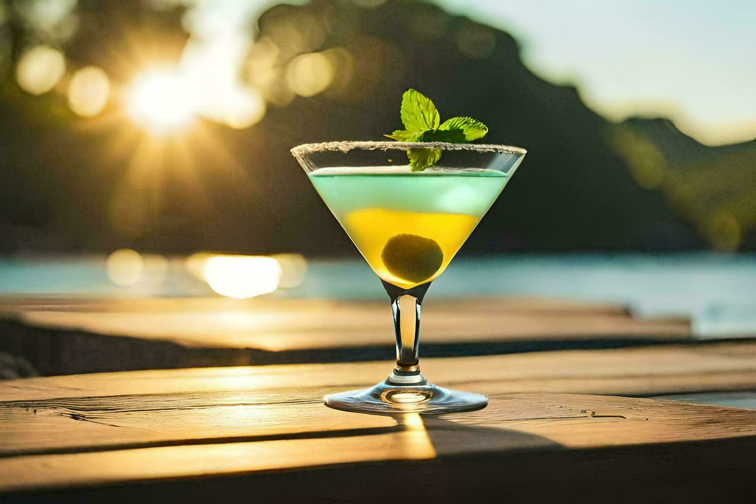 cocktail on the beach. AI-Generated photo