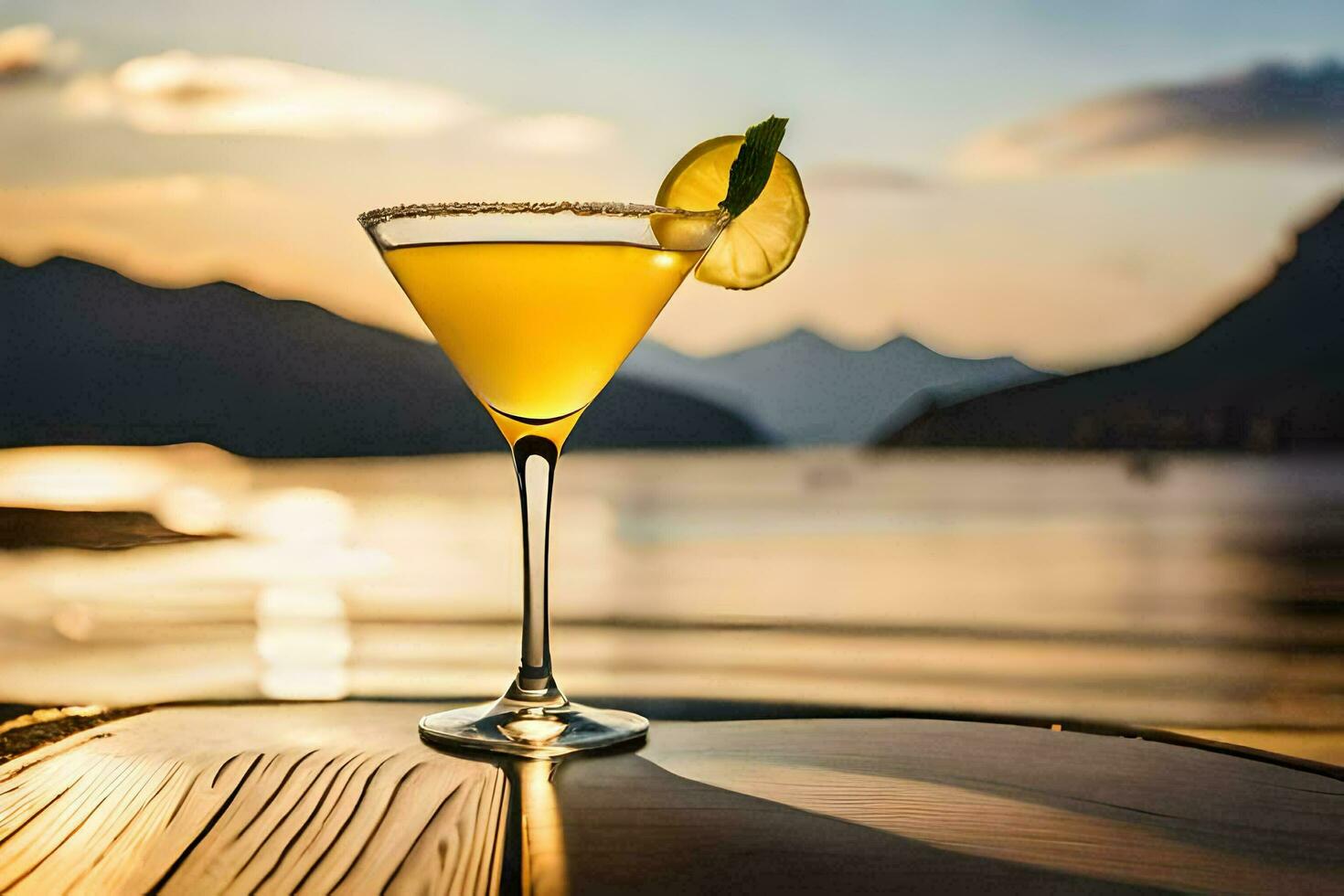 cocktail on the lake. AI-Generated photo