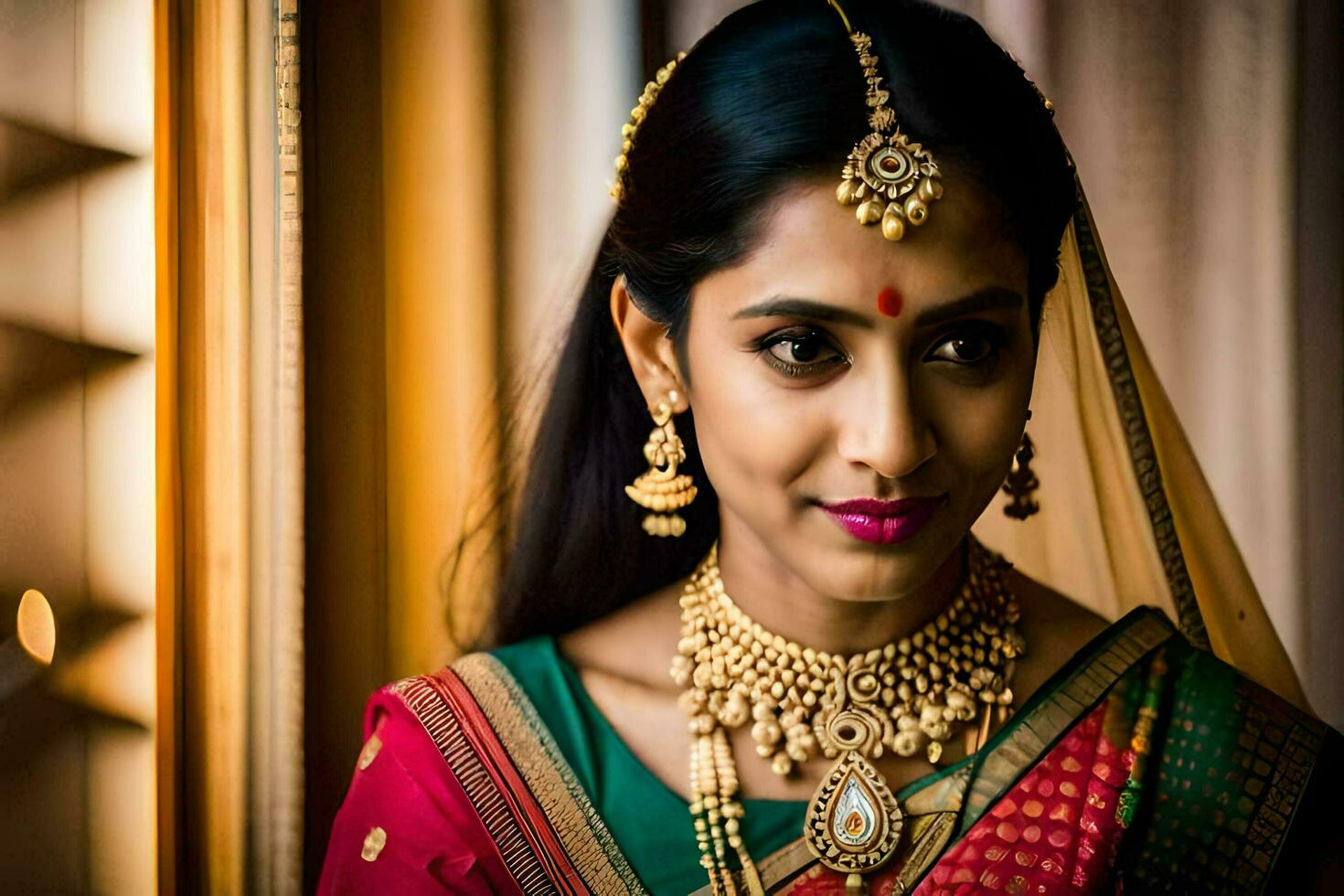 a beautiful indian bride in traditional attire. AI-Generated photo