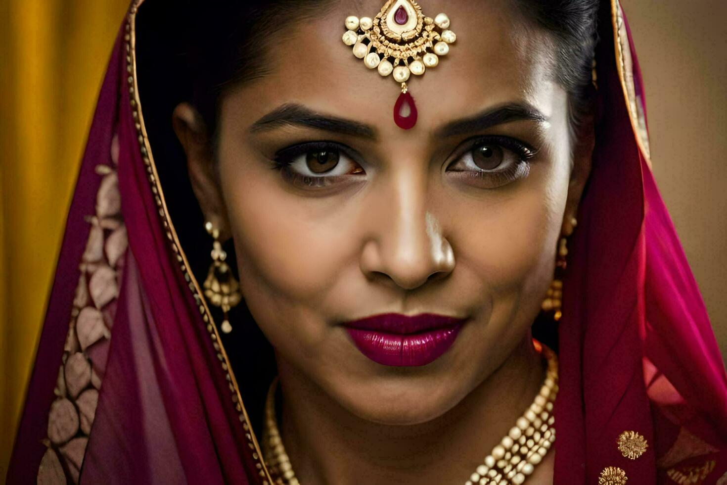 a beautiful indian woman wearing a traditional sari. AI-Generated photo