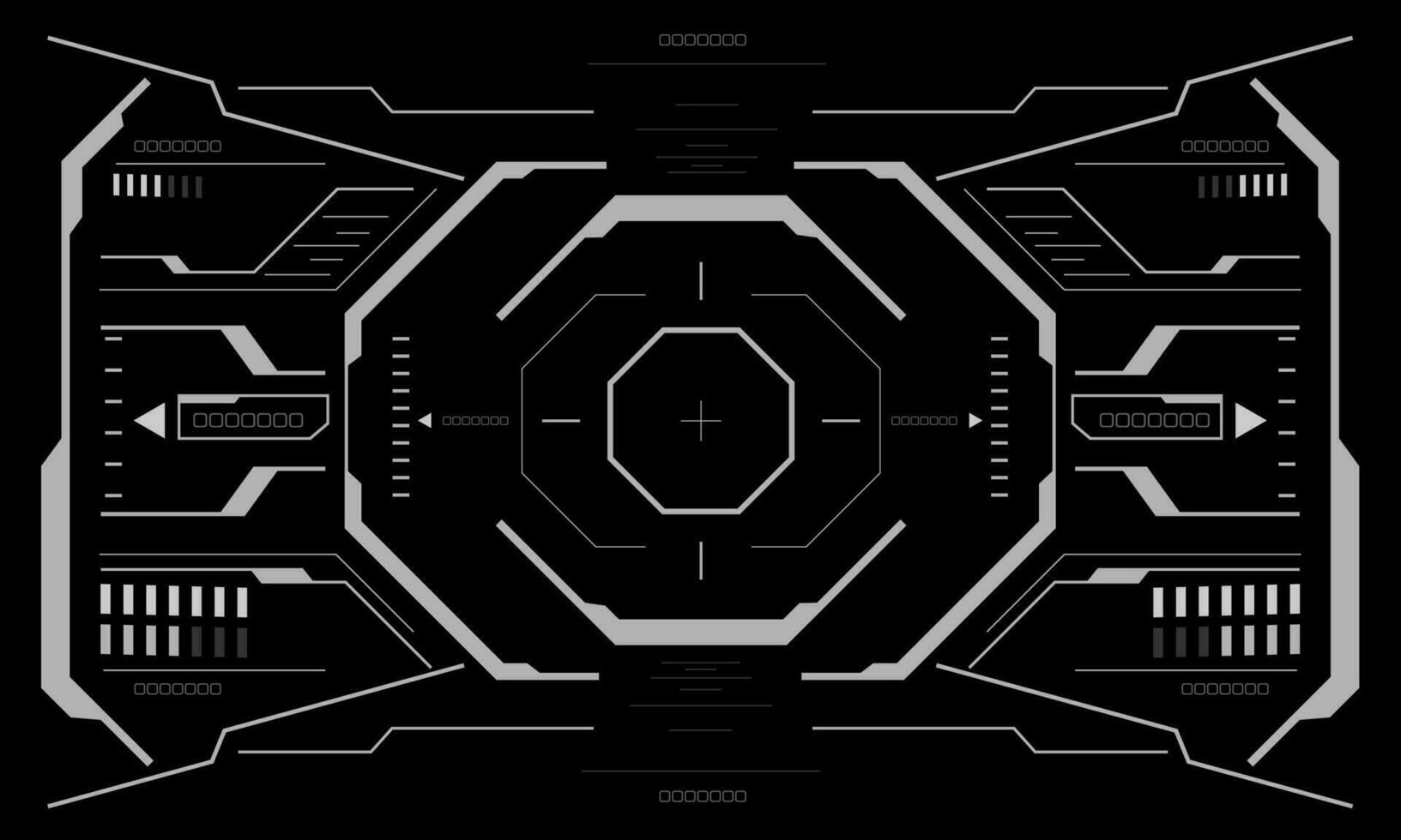 HUD sci-fi interface screen view white geometric on black design virtual reality futuristic technology creative display vector