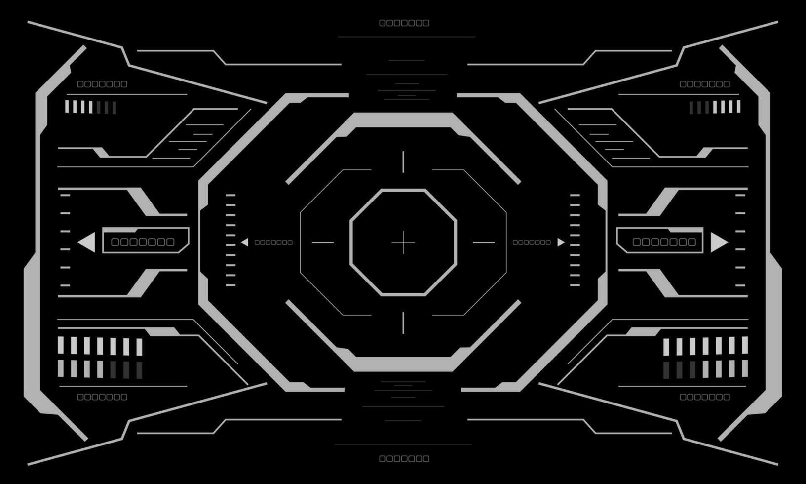 HUD sci-fi interface screen view white geometric on black design virtual reality futuristic technology creative display vector