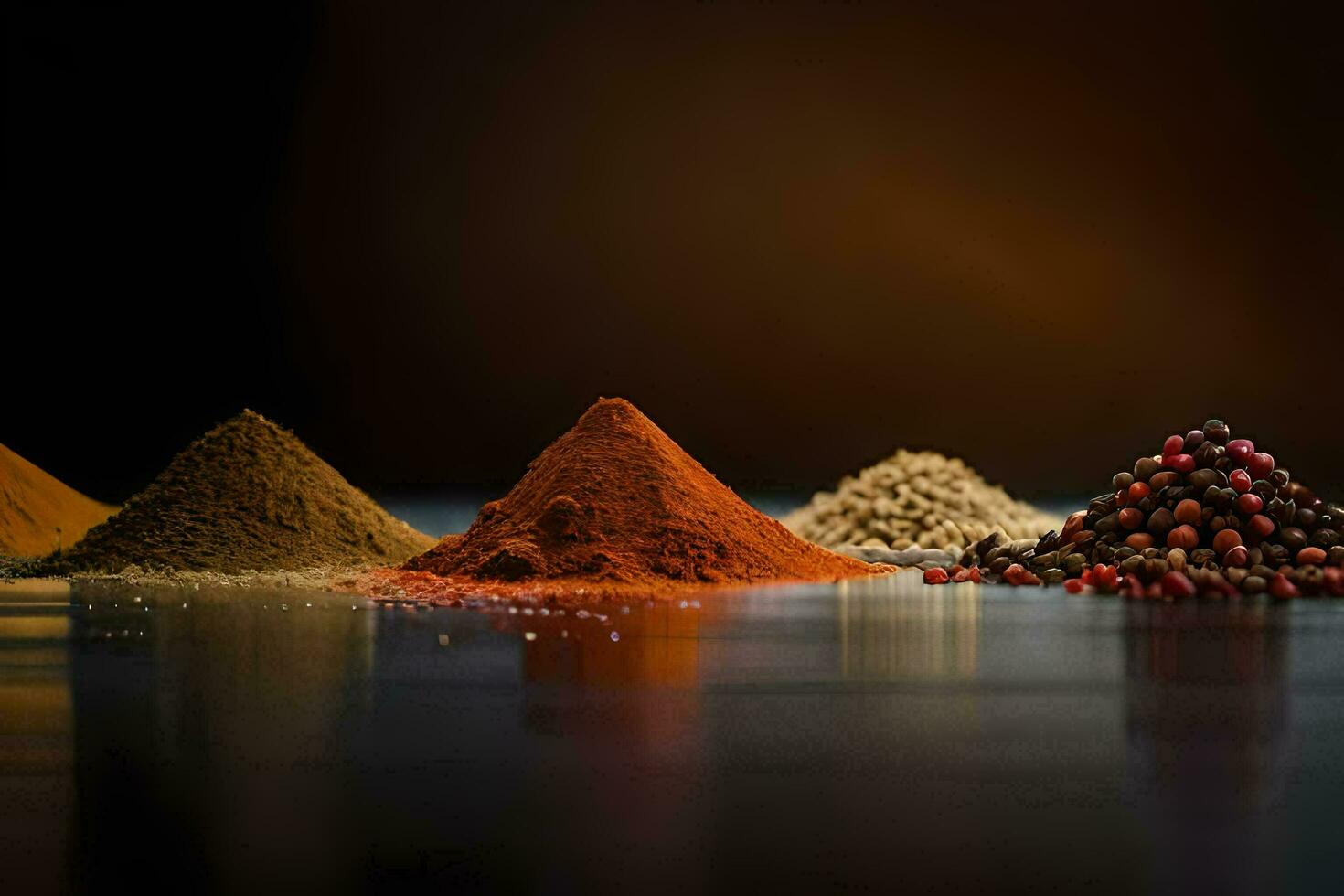 spices and spices on a black background. AI-Generated photo