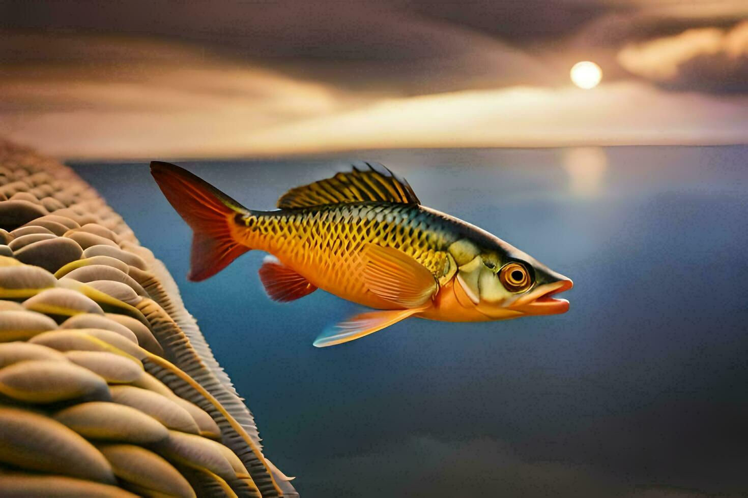 a fish is swimming in the ocean. AI-Generated photo