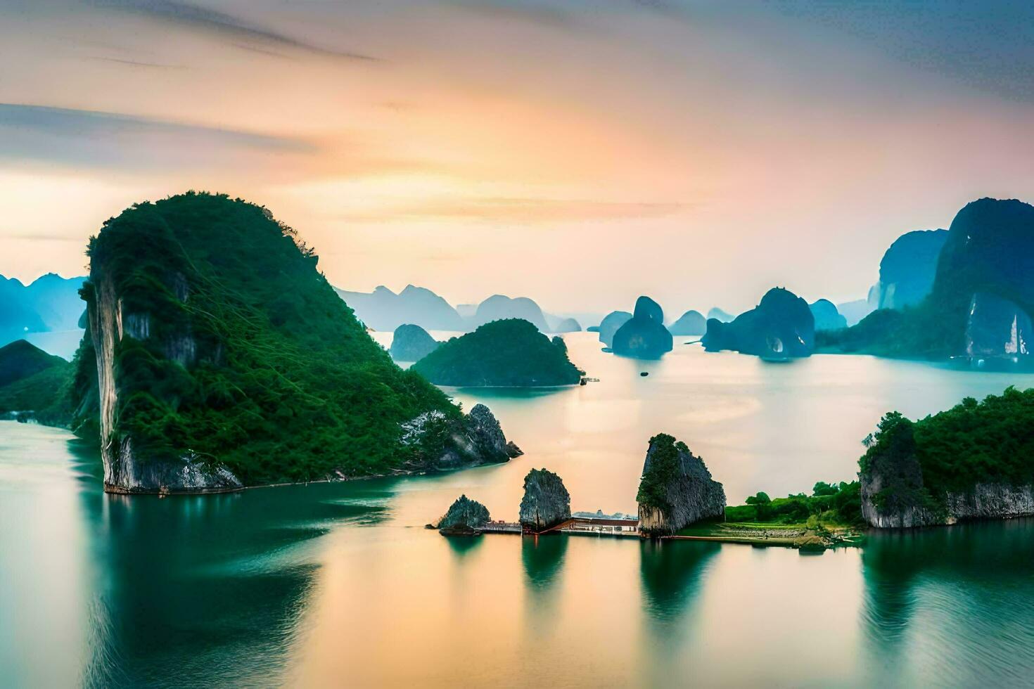 the beautiful scenery of halong bay. AI-Generated photo