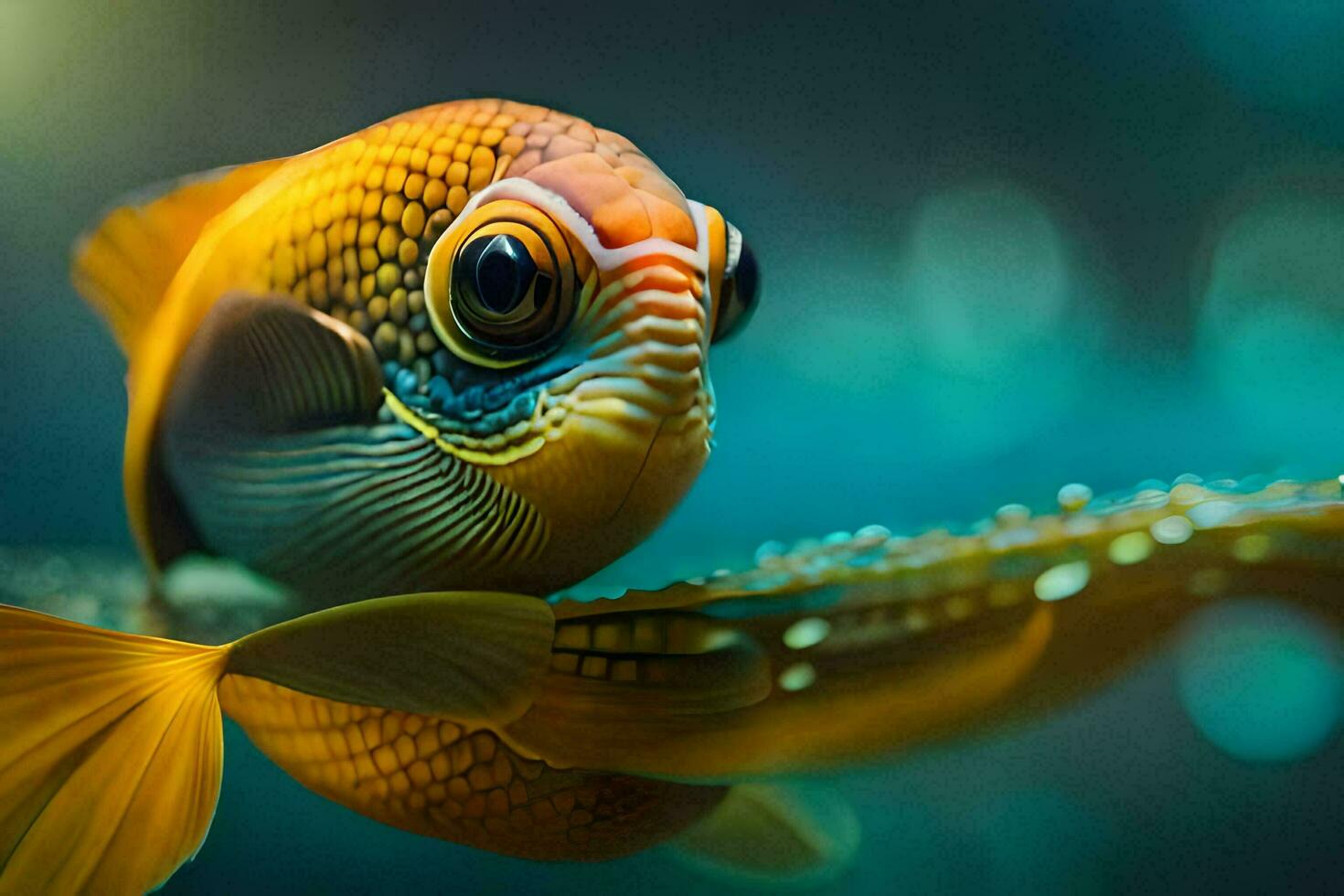 a fish with a big head and a big body. AI-Generated photo