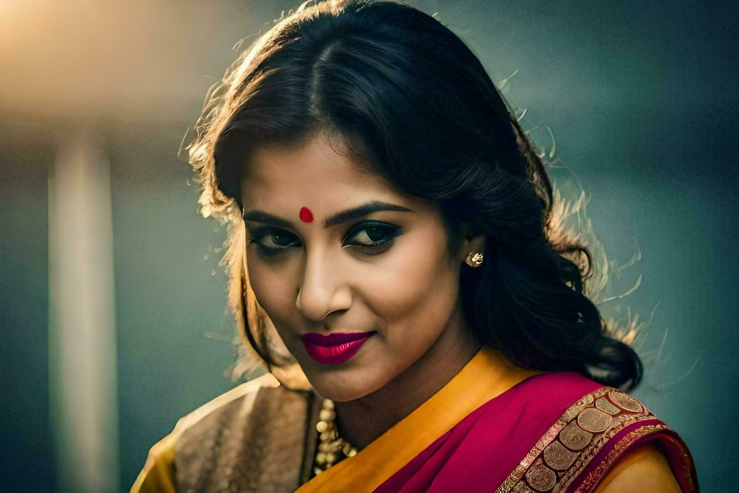 an indian woman in a sari. AI-Generated photo
