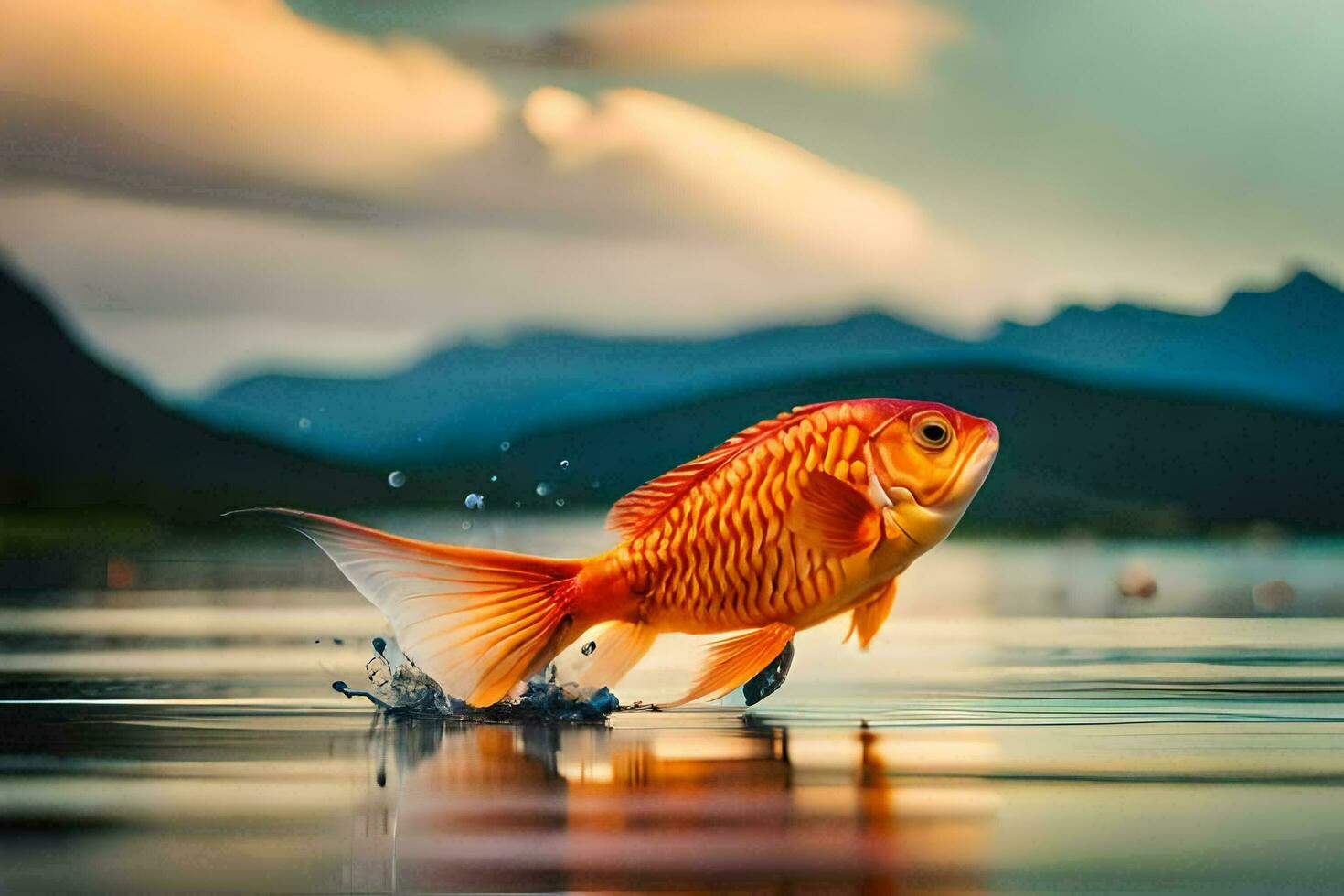 goldfish jumping out of the water. AI-Generated photo